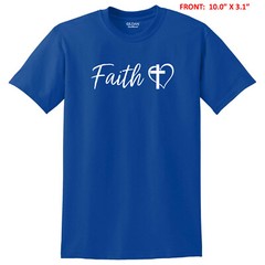 FAITH with CROSS & HEART UNISEX T-SHIRT S-3X GREAT GIFT -10 COLOR OPTIONS