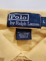 Polo Ralph Lauren Mens L Butter Yellow 100% Cotton T Shirt Blue Pony Long Sleeve