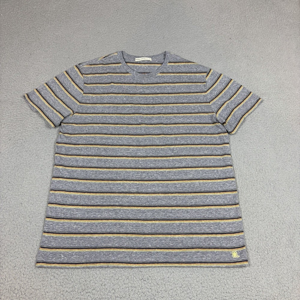Marine Layer T Shirt Mens M / L Gray Black Striped Cotton Blend Casual Tee