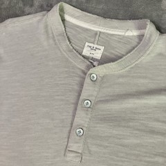 RAG & BONE Henley Shirt Mens Sz XL Tan Made in Peru Heather Beige Button Casual