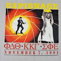 Vtg 1991 Shirt XL Espionage Phi Delta Theta Kappa Kappa Gamma Sigma Phi Epsilon