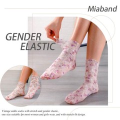 Floral Lace See Through Socks Tulle Loose Sheer Mesh Cool Ankle 3 Pairs
