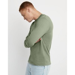 Hanes Originals Men’s Cotton Long Sleeve Henley T-shirt Light Green-Large