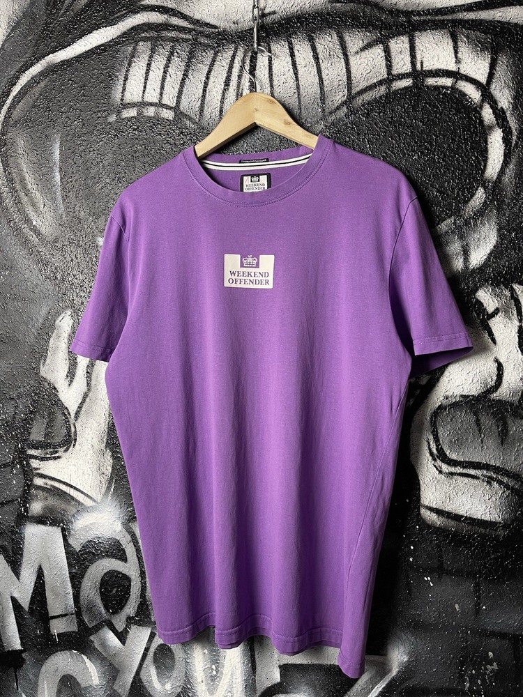 Weekend Offender Casual Box Logo Purple T-Shirt Men’s Size Large