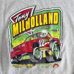 Vintage Tony Milholland Dirt Track Racing T Shirt #12 Double Sided Beloit KS 2XL