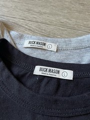 2 Buck Mason Size Large Short Sleeve Crew Neck T shirt Made In USA Black/Gray