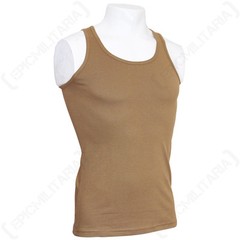COYOTE TANK TOP – Military Army Combat Cotton Mens Vest Sleeveless All Sizes