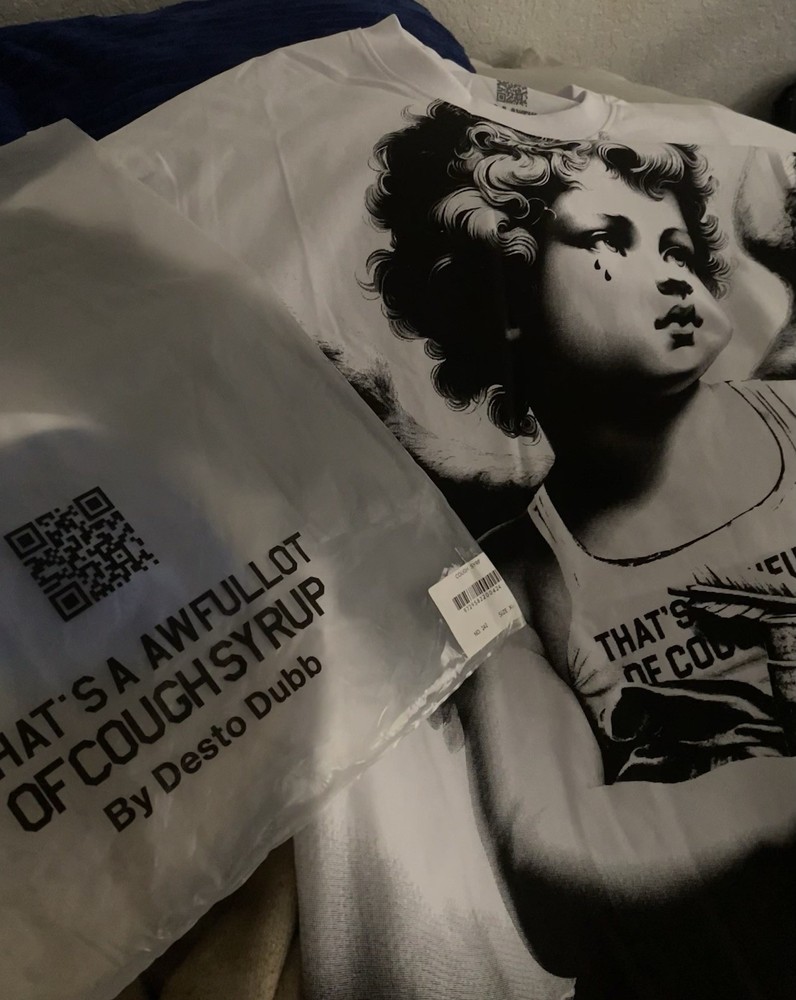 Cupid graphic White T-Shirt “That’s a Awful Lot of Cough Syrup”