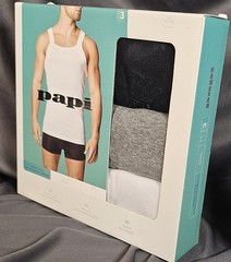 Papi 3 Modern Tanks L White Gray Black Premium Cotton Square Neck Tank Tops