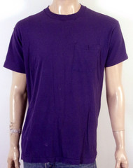 vintage 80s single stitch Blue/Purple Pocket T-Shirt soft thin distressed SZ XL