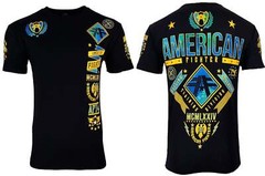 American Fighter Mens T-Shirt LANDER Athletic Biker GYM Black MMA