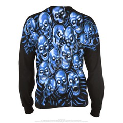 JUICY J STAY FLY-SKULL PILE-BLUE-Long Sleeve- 2 Sided SHIRT S-M- L-XL-XXL Scott