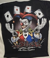 JOKER CARD ACES SPADE DICE EIGHT BALL GAMBLE CLOWN THE GAME CONTINUE T-SHIRT