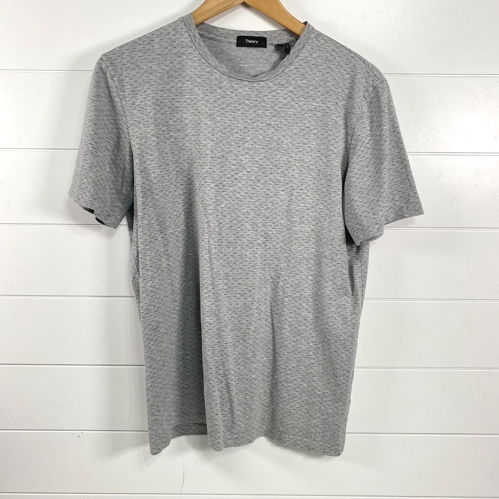 Theory Shirt Mens Medium Gray Clean Tee Neptune Jersey Pima Cotton Peru Soft