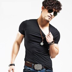 La Camisa De Manga Camiseta Corta De Algodón Para Hombres Verano Casual Cuello V