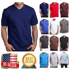 Men’s HEAVY WEIGHT V-Neck T-Shirt Plain Tee BIG & Tall Comfy Camouflage Hipster