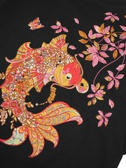 Niepce Men’s Floral Koi Fish Embroidery Tee Japanese Streetwear T-Shirt