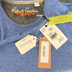 Robert Graham Long Sleeve Crew Neck T-Shirt BURSNELL Heather Light Blue M