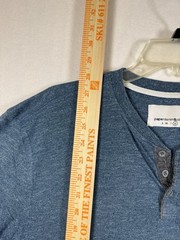 Paperdenim & Cloth Men’s Blue Henley Cotton Blend T-Shirt Short Sleeve M