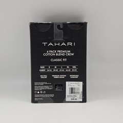 4 Pack TAHARI White Gray Black Navy Cotton Crew Neck T-Shirt Set Men’s S M L XL