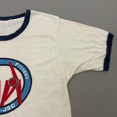 Vintage 70s Nasa Fitness Ringer Shirt White Polycotton Space Size Medium