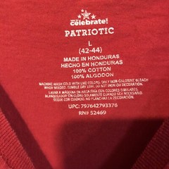 Celebrate Patriotic Shirt Mens Large Red 100% Cotton Truck Tradition Freedom L