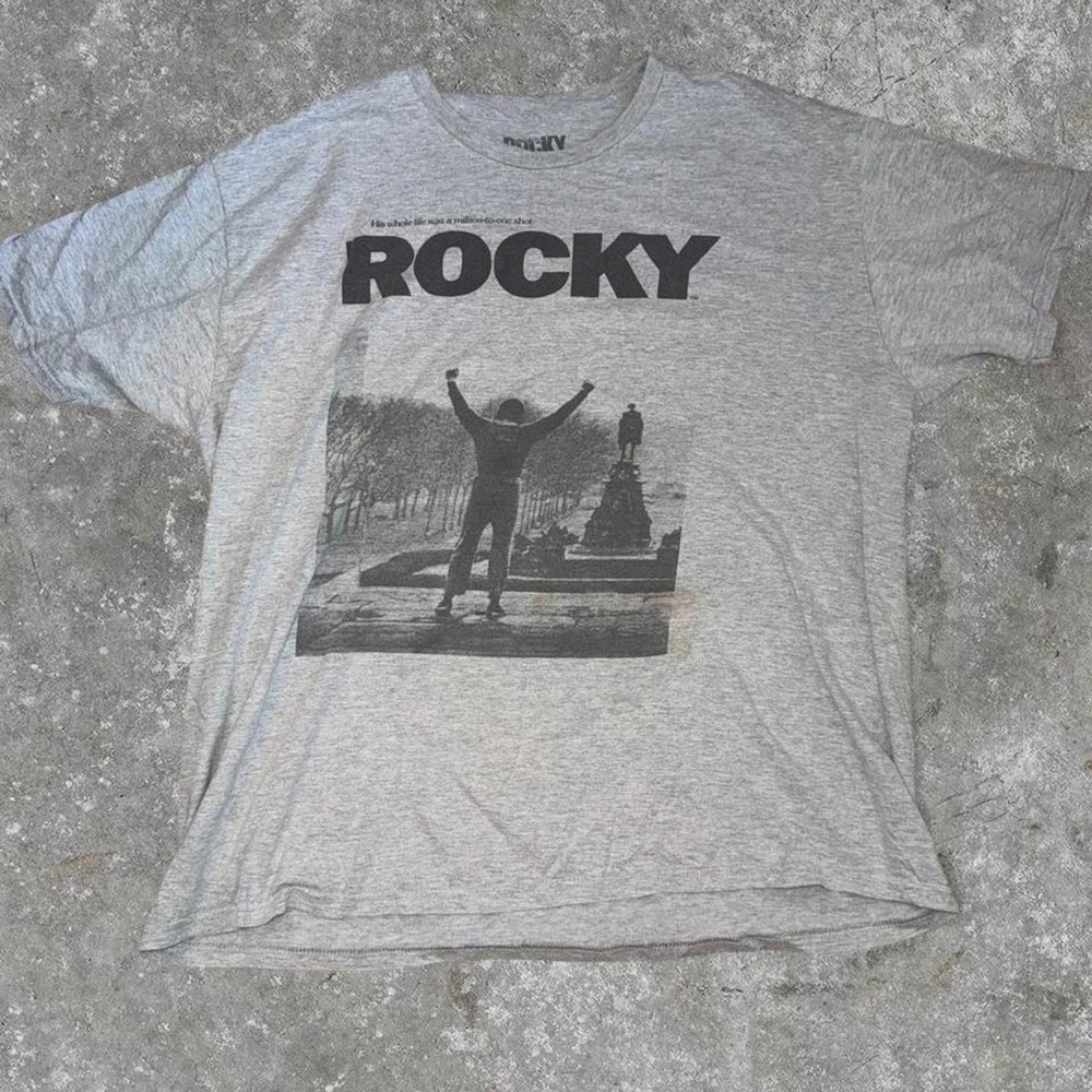 Rocky Movie Graphic T-Shirt Men’s Gray Rocky Balboa Boxing Training Tee Size 2XL