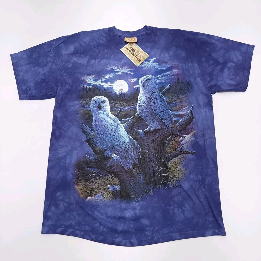 Vintage The Mountain Owl T-Shirt Hand Dyed NEW w/ TAGS Mens XL Blue Y2K 1999