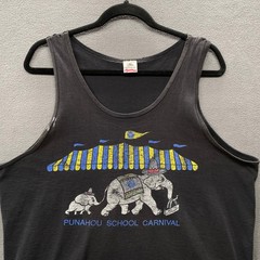 Vtg 80s 90s Punahou School Carnival Tank Top Mens XL Black Hawaii Graphic Tee