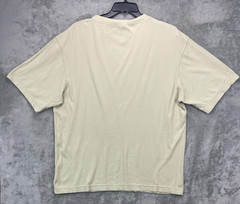 Toscano Mens Ribbed T-Shirt Large Beige Short Sleeve Pullover Crew Made in Italy