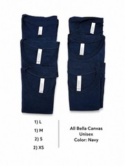 NEW – Bella Canvas Unisex Tshirts, Lot of 6 Navy, Wholesale Blanks XS, S, M, L