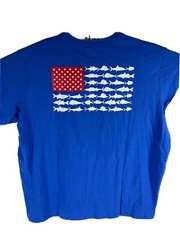 Columbia Shirt Adult XL Blue White Red USA Flag Cotton PFG Short Sleeve