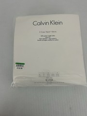 Calvin Klein 3 Pack Crew Neck T-Shirts Men’s L 100% Cotton White Classic Fit NEW