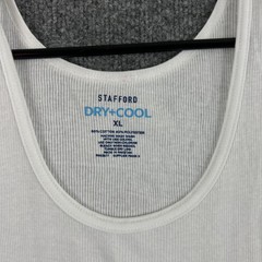 Stafford Tank Mens XL Dry+Cool Tagless Undershirt 4 Pack Ribbed White Basic