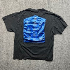 Intex T-Shirt Mens L Black Blue Satin Patch Graphic Heavy Weight Cotton Tee