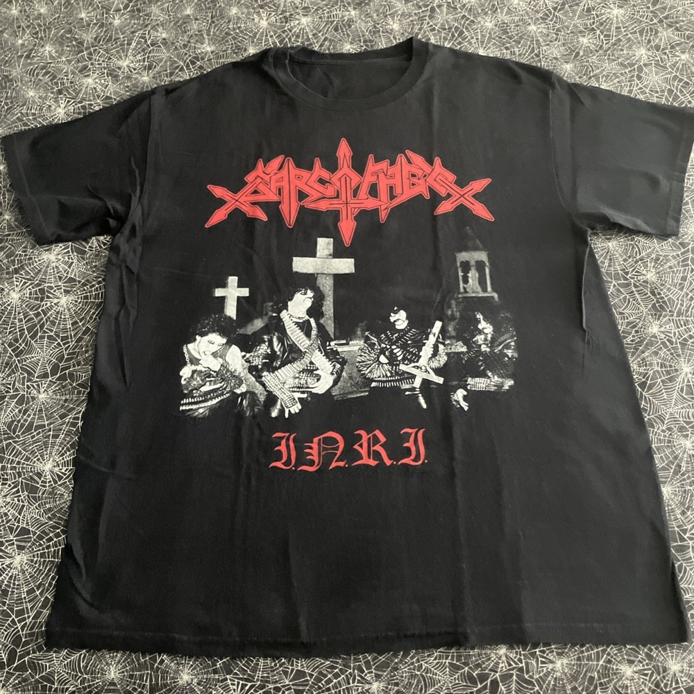 Sarcofago I.N.R.I. Shirt Large Brazilian Black Metal Vulcano Sepultura