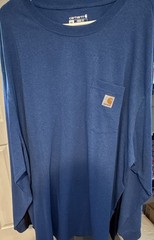 Two Carhartt Men’s 3XL Loose Fit Long Sleeve Logo T-Shirt 1 Black & 1 Blue