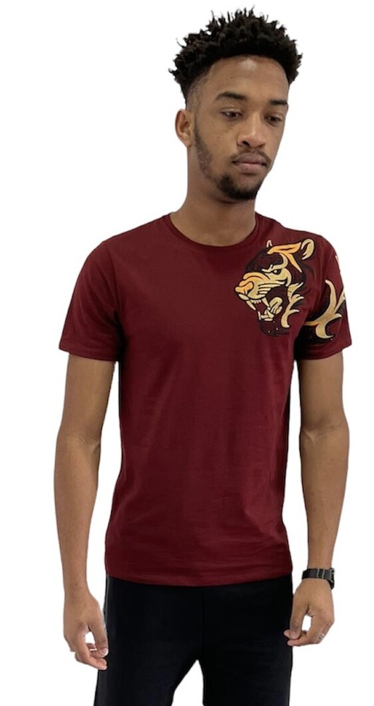 Mens Tiger t shirt, slim fit urban retro teeshirts, tribal designer