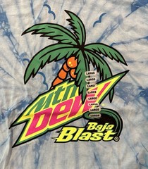 New MOUNTAIN DEW BAJA BLAST SHIRT ADULT TIE DYE BLUE LARGE L MENS MT DEW