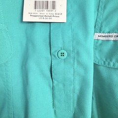 VTG Members Only L Shirt Teal Green Quarter Button Ribbed Hem Pockets NEW