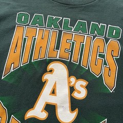 Vintage 90s Oakland Athletics Starter Tshirt Green Size XL MLB Made In USA