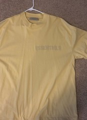 Fear of God Essentials Oversized T Shirt Beige Rubber Logo Mens Size XXL