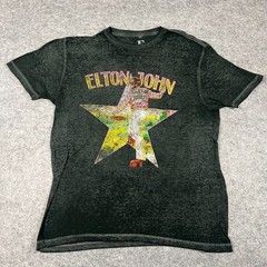 Elton John Yellow Brick Road 2022 Concert Tour T Shirt Men Large Black Acid Wash
