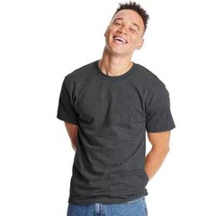 HANES BEEFY Mens Short Sleeve No Pocket T Shirt ~ Navy Blue Dark Gray Light Gray