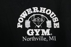 Deadstock Vintage Y2K Powerhouse Gym Mens Small Spell Out Bodybuilder T-Shirt