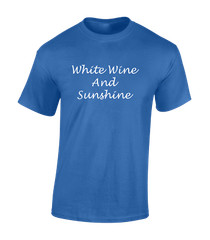 WHITE WINE & SUNSHINE MENS T SHIRT COOL HOLIDAY CLOTHING SUMMER CASUAL TOP