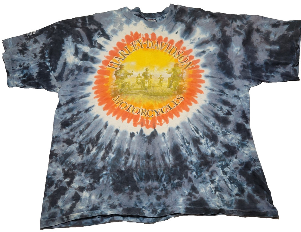 VTG Harley Davidson Tie Dye T-Shirt Men’s XL Single Stitch Distressed Biker USA