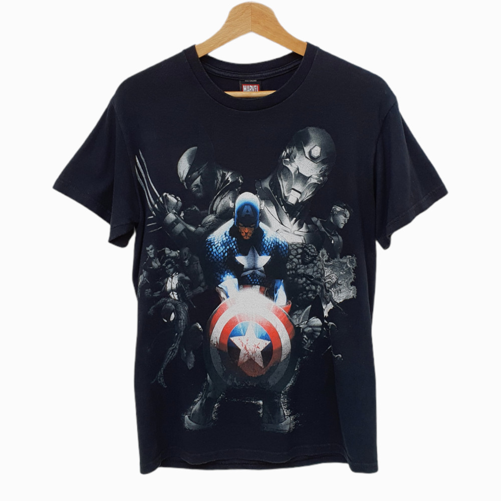 Marvel Comics Superhero Character Black T-Shirt by Mad Engine – Size S