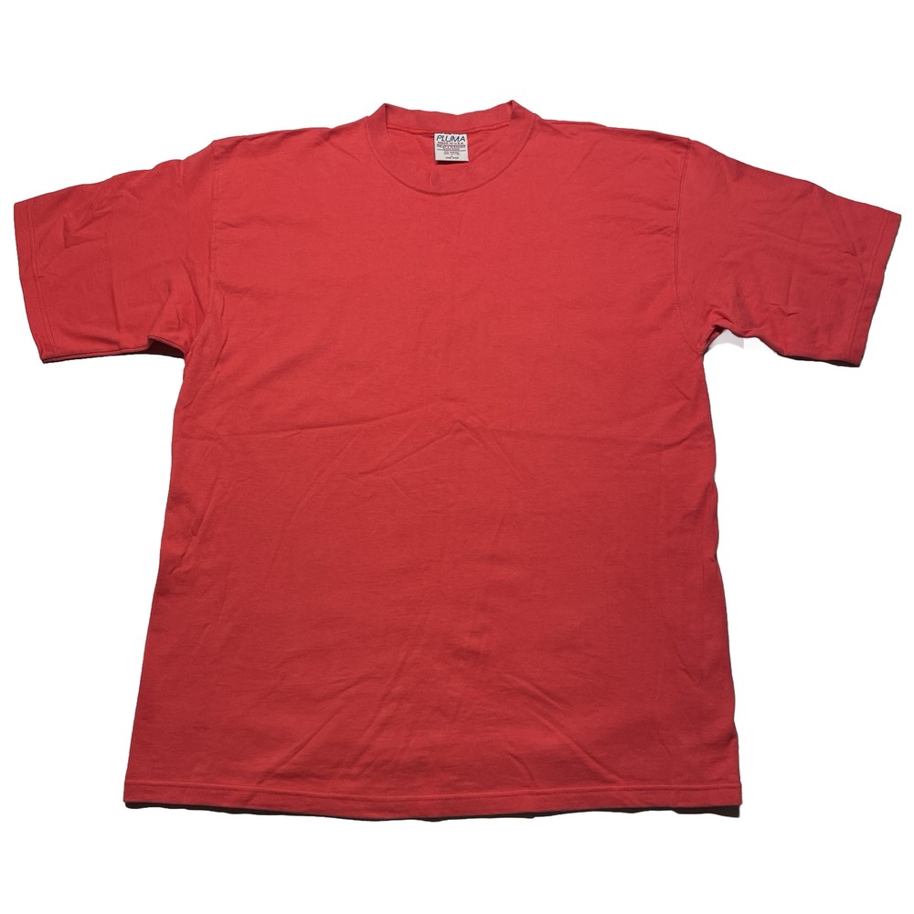 Vintage Pluma Heavyeight T-Shirt Men’s Large Red Orange USA Made Blank Hipster