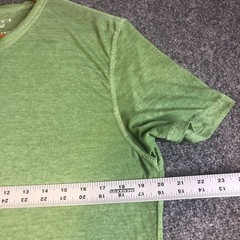 Lucky Brand Venice Burnout Shirt Mens Medium Irish Green Henley Short Sleeve